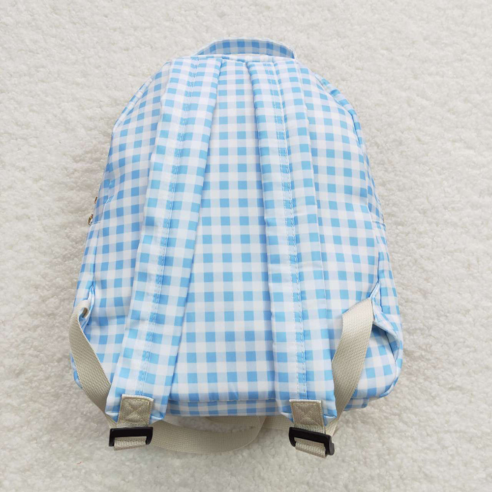 Baby Kids Back To School Sibling Blue Checkered Backpack Bags Lunch Boxes
