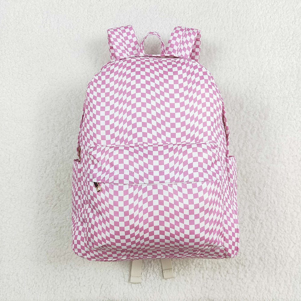 Sibling Baby Girls Pink Leopard Bows Plaid Back Bags