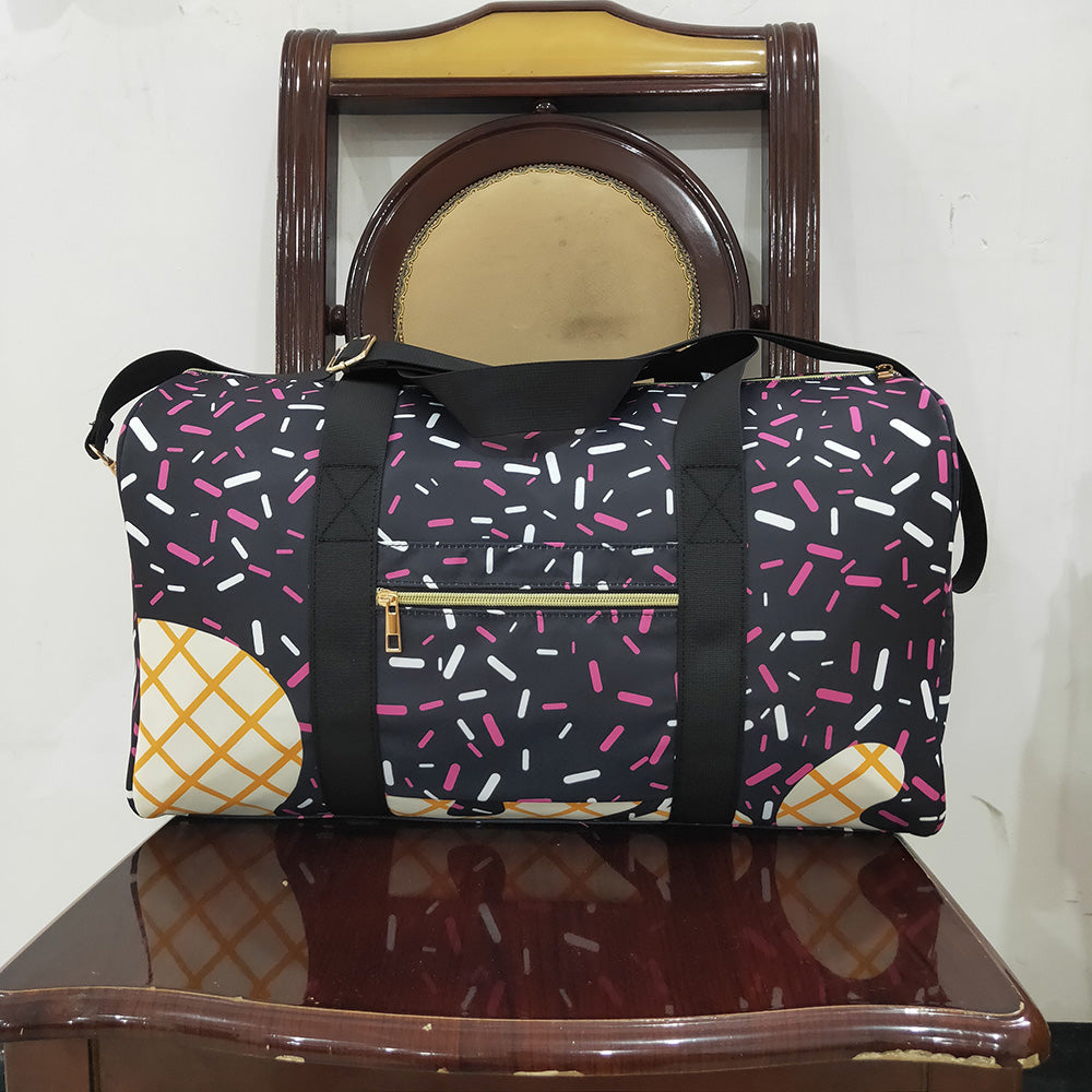 Black Ice Cream Drip Zipper Gym Bags