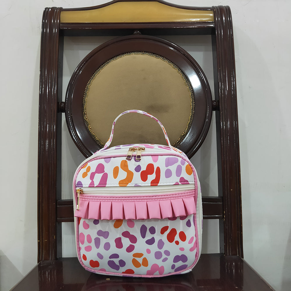 Baby Girls Pink Leopard Ruffle School Bags Lunch Boxes