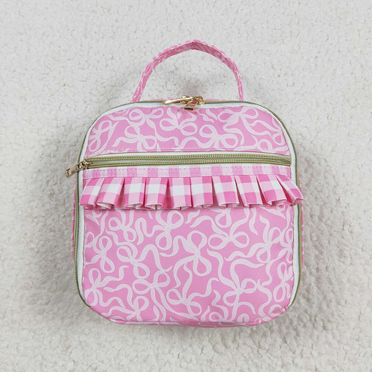 Baby Girls Pink Bows Plaid Ruffle School Bags Lunch Boxes