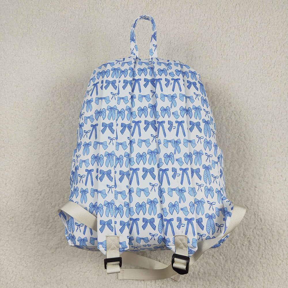 Baby Kids Sky Blue Bows Plaid Zipper School Back Bags