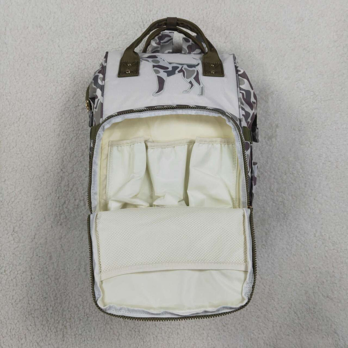 BA0403 Dog Embroidery Camo Hunting Print Adult Baby Diaper Bags