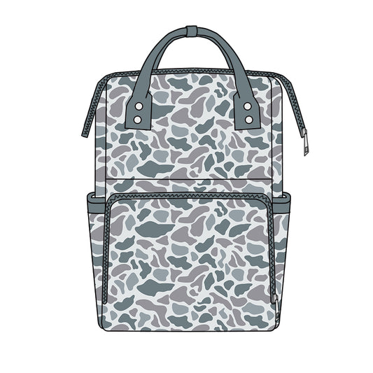 8.3 BA0406 Preorder Grey Camo Hunting Print Adult Baby Diaper Bags