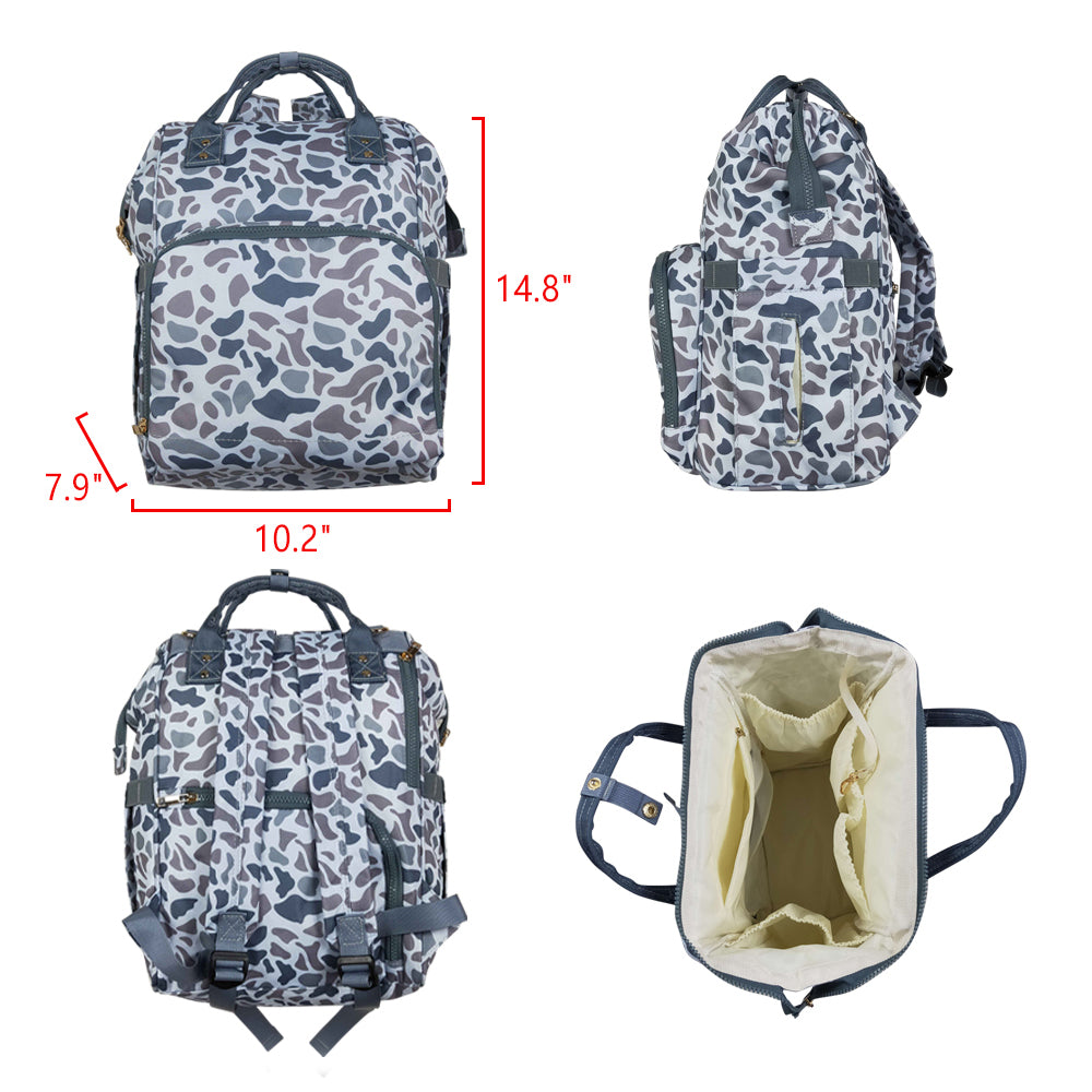 BA0406 Grey Camo Hunting Print Adult Baby Diaper Bags