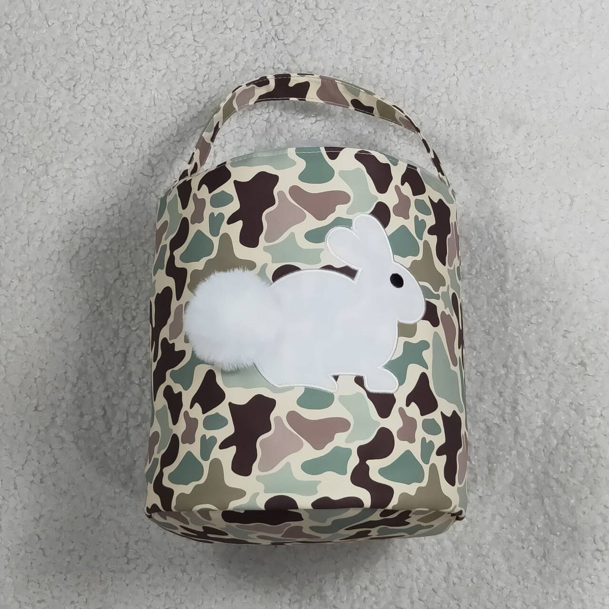 BA0465 Embroidery Rabbits Baby Kids Southern Camo Easter Bucket Bag