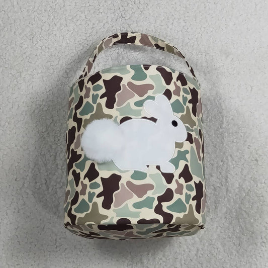 BA0465 Embroidery Rabbits Baby Kids Southern Camo Easter Bucket Bag