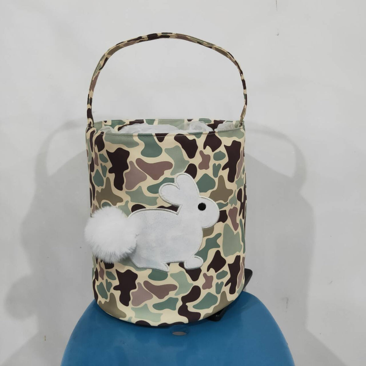 BA0465 Embroidery Rabbits Baby Kids Southern Camo Easter Bucket Bag
