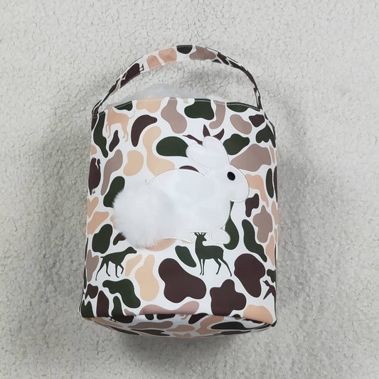 BA0466 Embroidery Rabbits Baby Kids Southern Khaki Camo Easter Bucket Bag
