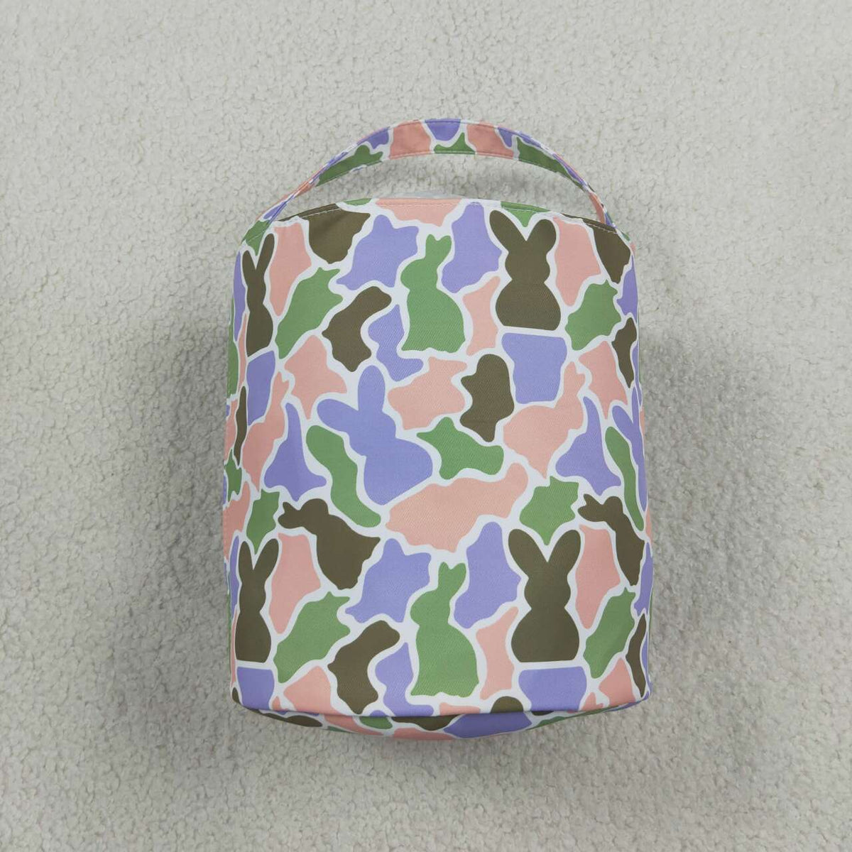 BA0467 Embroidery Rabbits Baby Kids Southern Colorful Camo Easter Bucket Bag