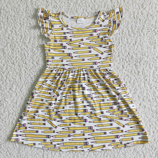 BC0001 Pen Print Girls Back to School Dress
