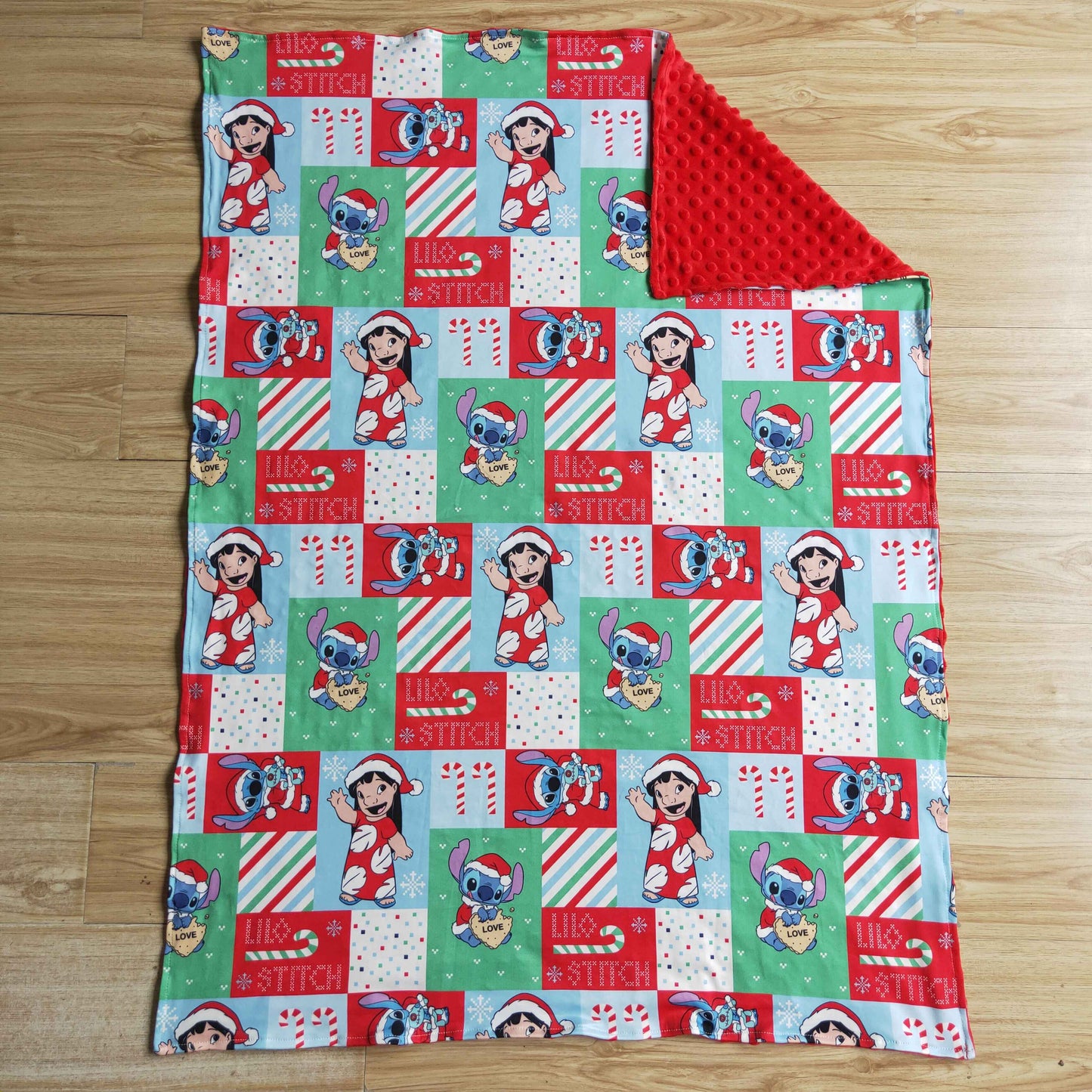 BL0032 Cartoon Stitc* Candy Checkered Print Baby Christmas Blanket
