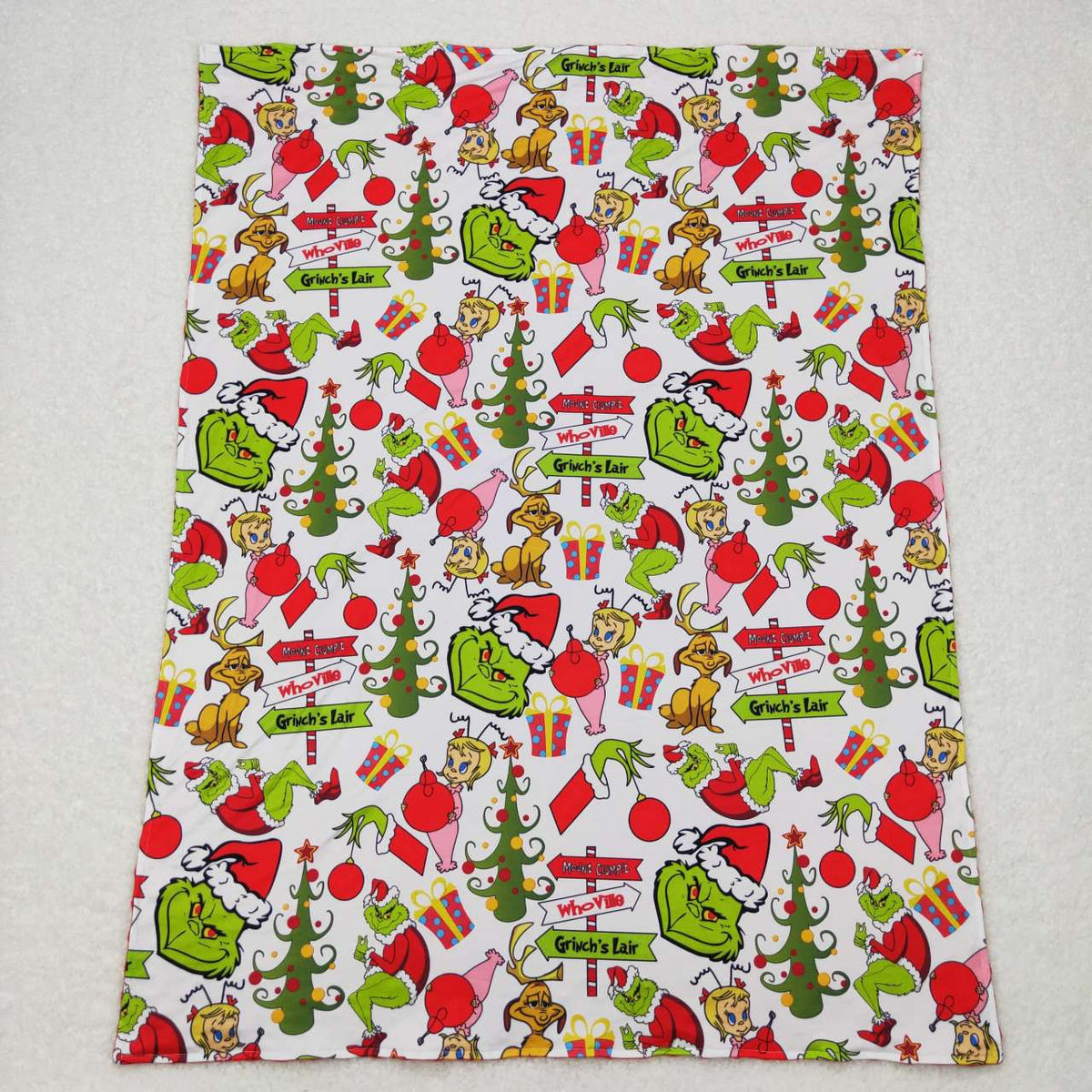 BL0085 Green Frog Smiling Friends Print Baby Christmas Blanket