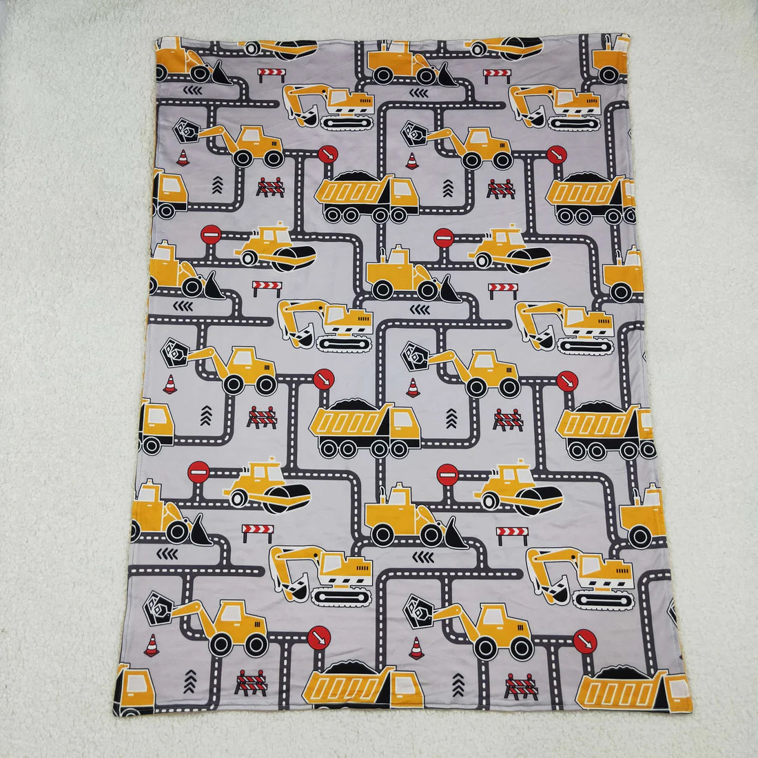 Baby Kids Excavators Tractors Minky Blankts