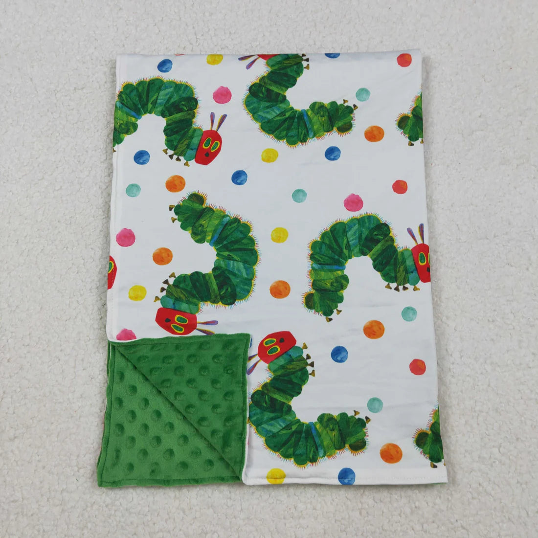 Baby Kids Green Caterpillar  Minky Blankts