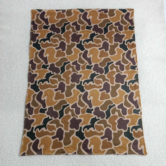 BL0231  Brown Camo Print Baby Blanket
