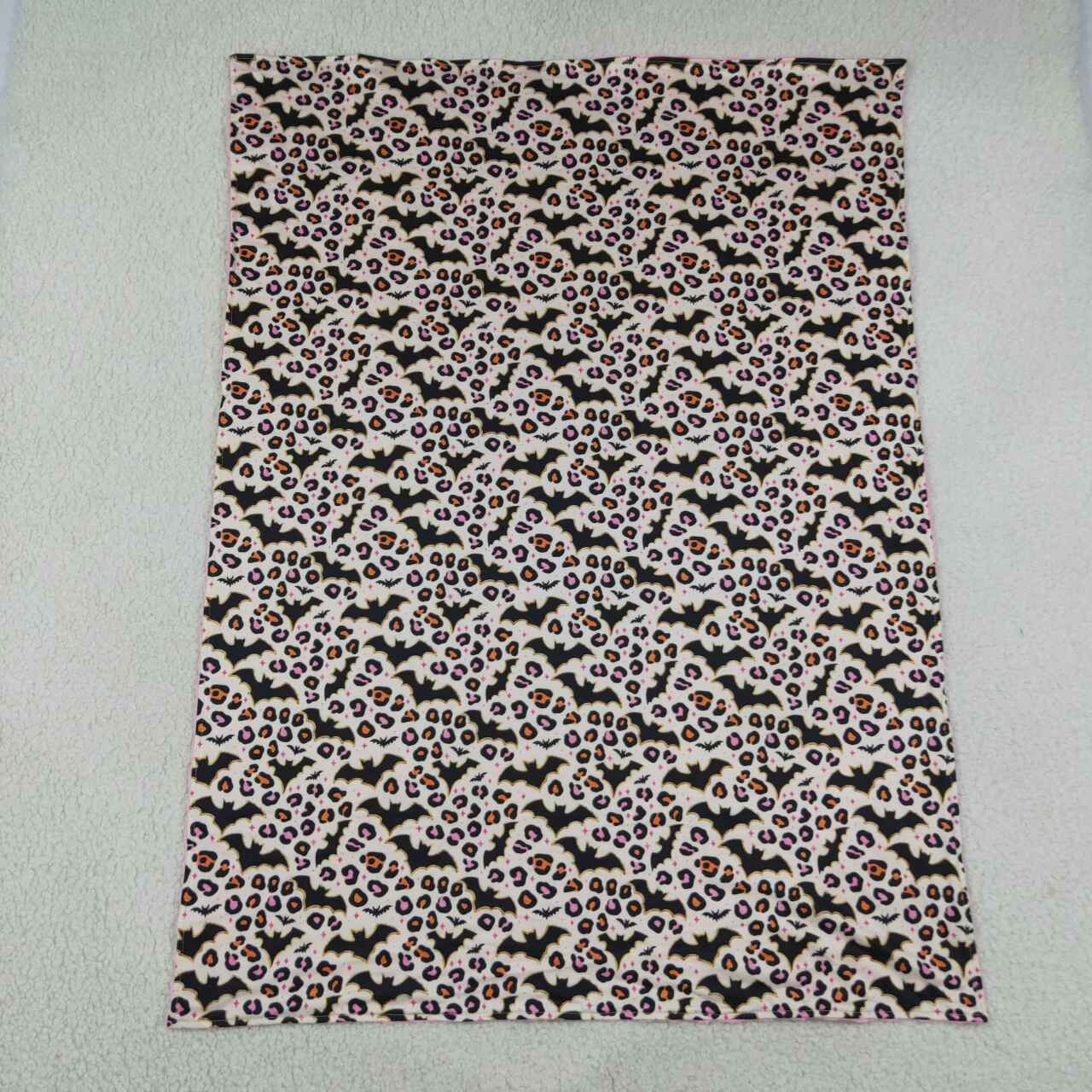 BL0254 Bat Leopard Pink Print Baby Girls Halloween Blanket