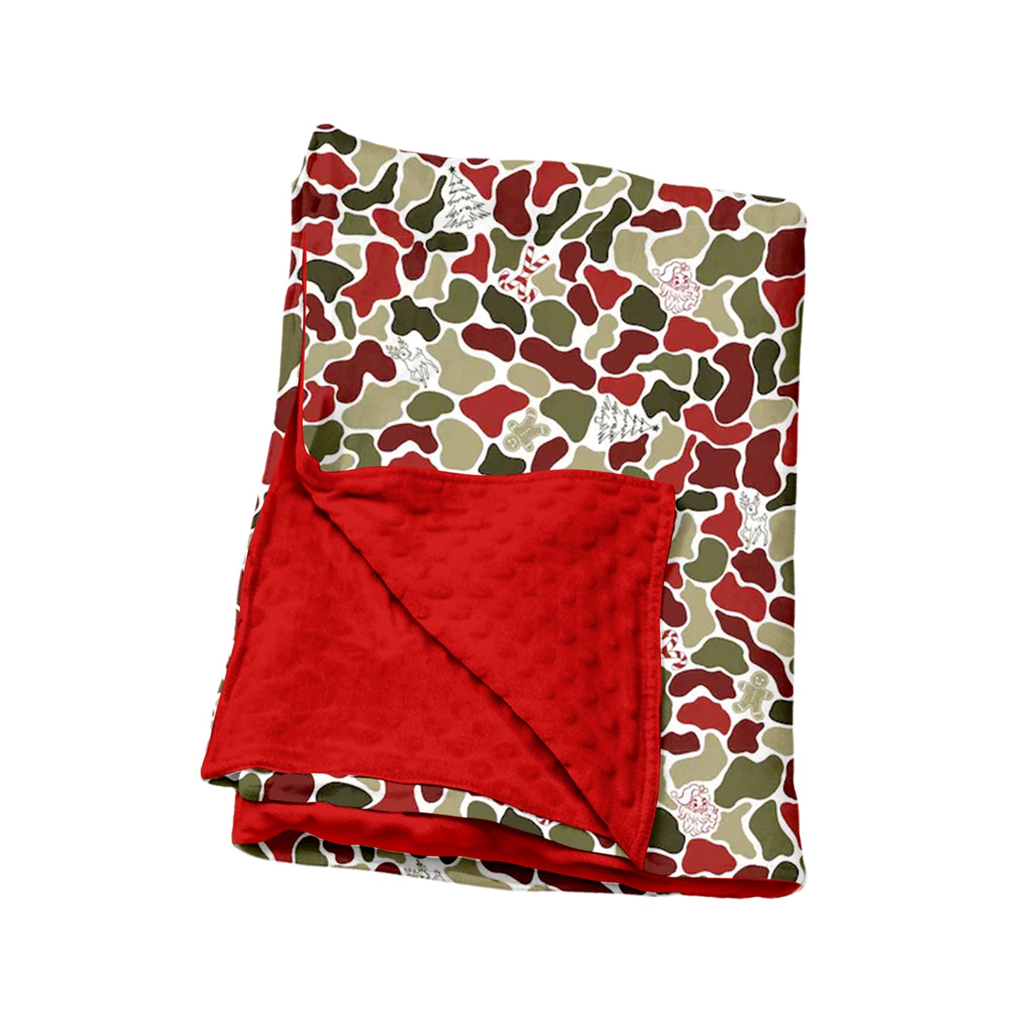 7.15 BL0257 Preorder Camo Santa Candy Baby Christmas Blanket