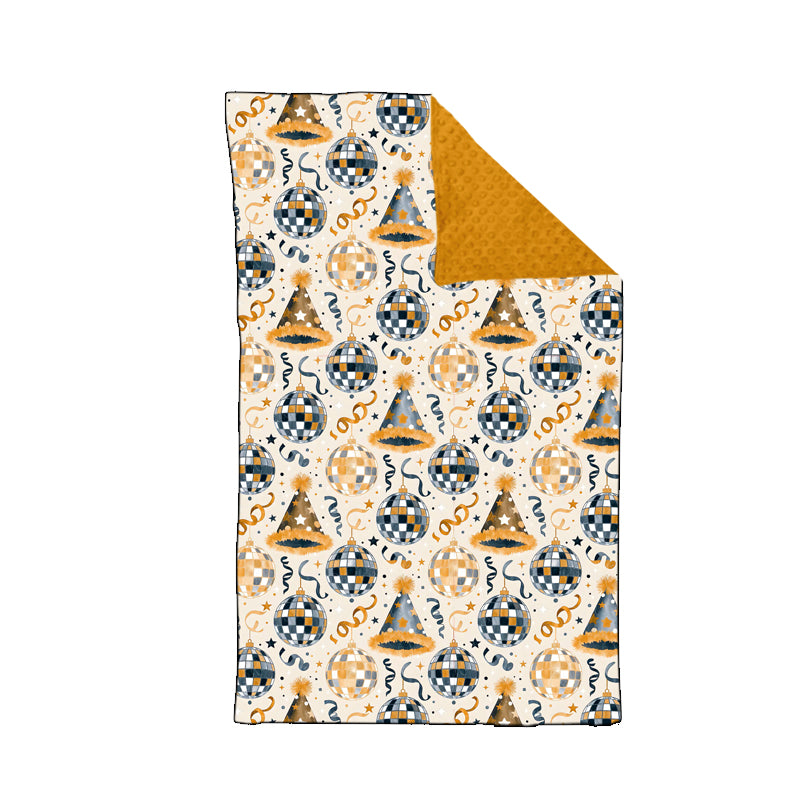 8.24 BL0298 Preorder Cheers Stars Gold Print Baby Happy New Year Blanket