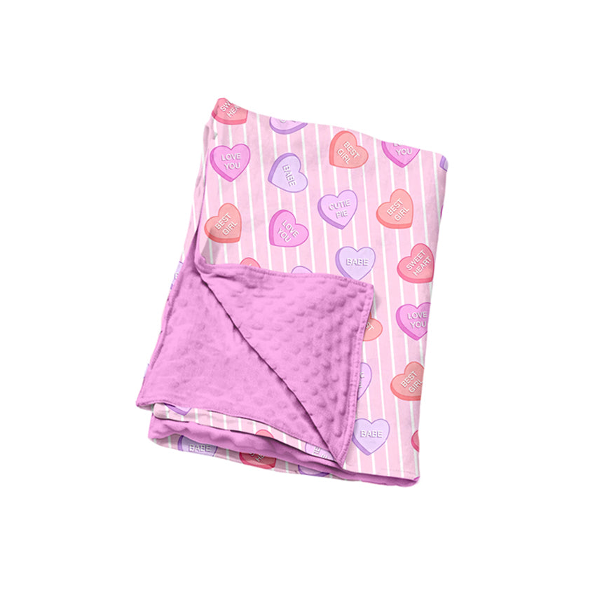 8.26 BL0302  Preorder Baby Boys Pink Heart Cnady Blanket