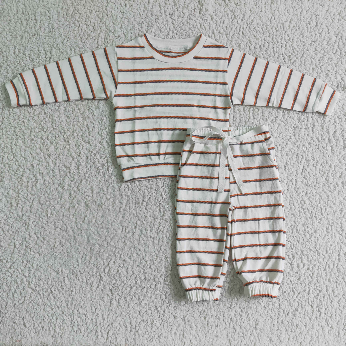 BLP0045 White Red Stripes Print Kids Cotton Clothes Set