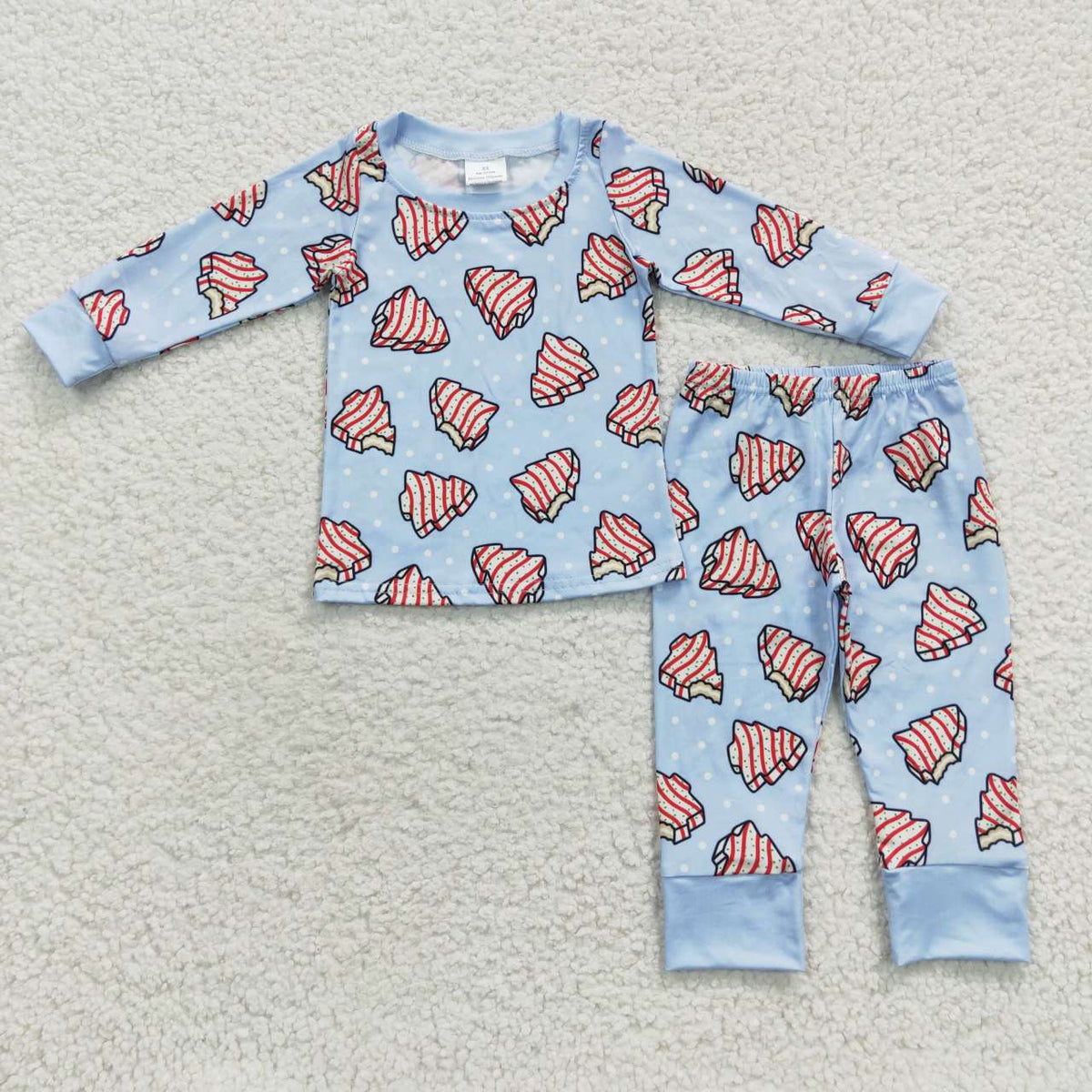 Debbie Cake Blue & Pink Print Family Christmas Pajamas Styles