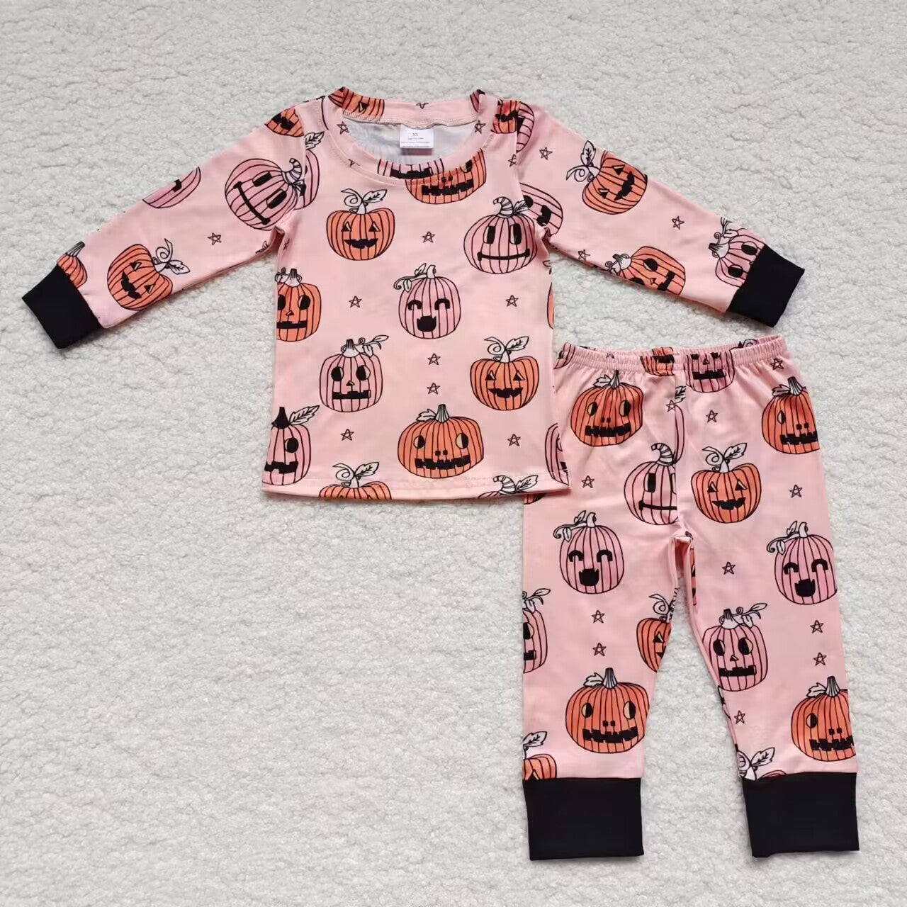 BLP0215 Pumpkin Smiling Stars Print Boys Halloween Pajamas Clothes Set