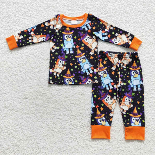 BLP0273 Cartoon Mouse Witch Stars Print Kids Halloween Pajamas Clothes Set
