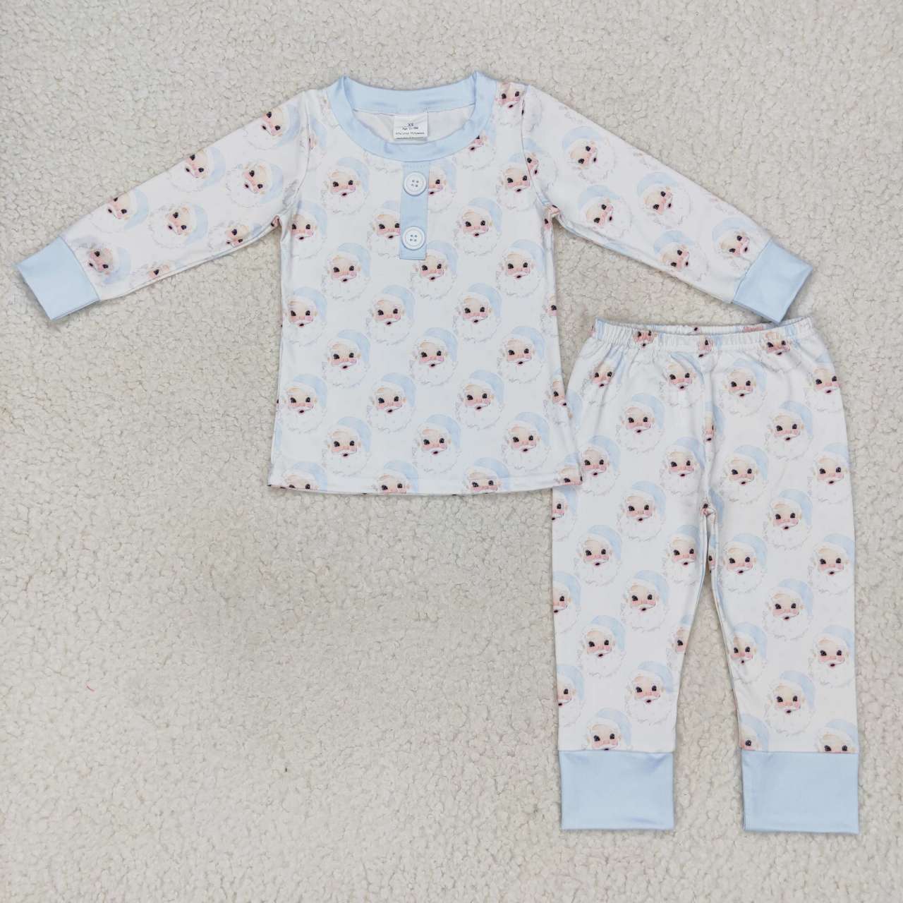 BLP0292 Santa Blue Print Boys Christmas Pajamas Clothes Set