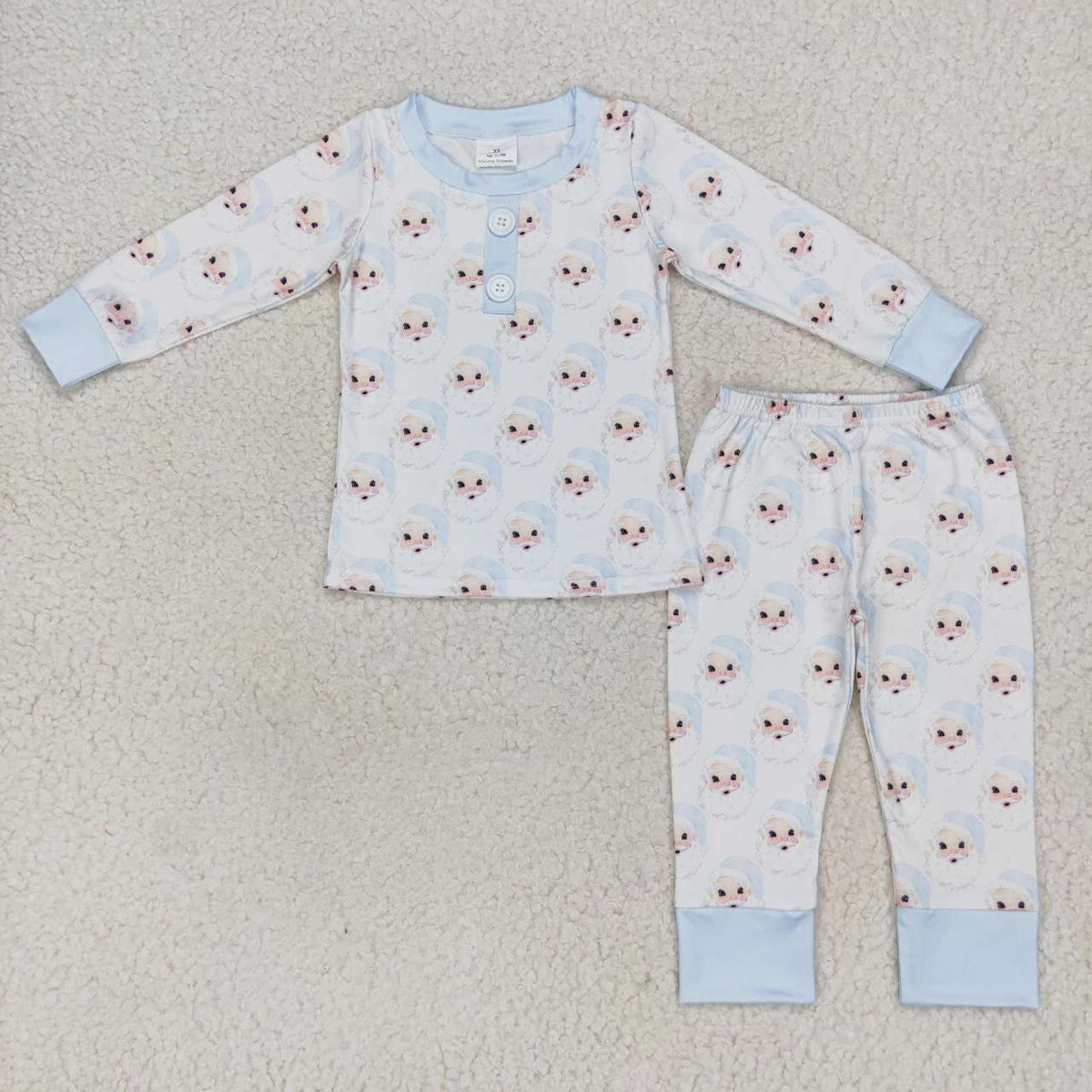 Santa Blue & Pink Print Family Christmas Pajamas Styles