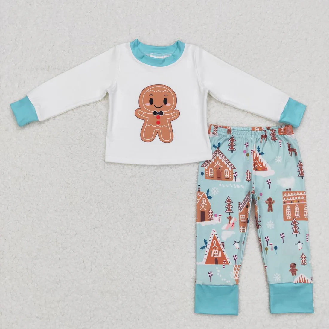 Sibling Baby Boys Girls Embroidery Hats Gingerbread Top Pants Christmas Clothes Sets