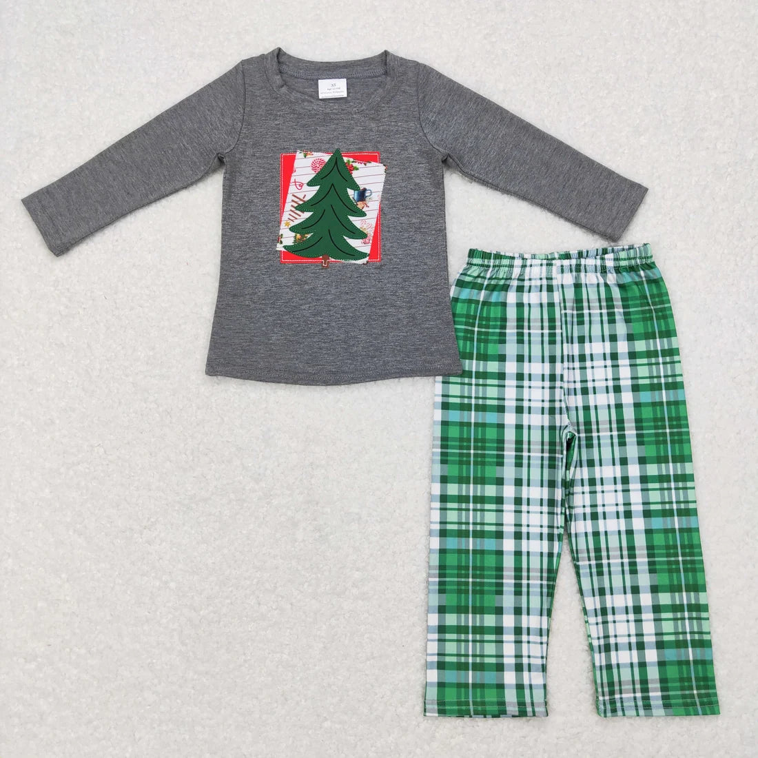 Sibling Baby Boys Girls Embroidery Trees Top Pants Christmas Clothes Sets