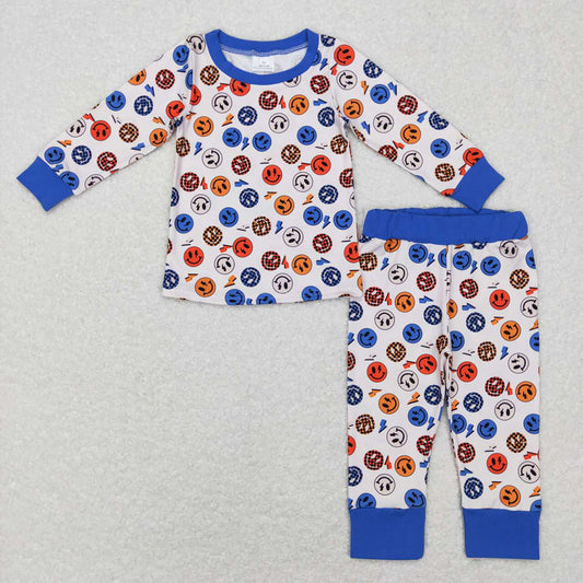 Smiling Flash Blue Print Kids Pajamas Styles Sibling Matching Wear
