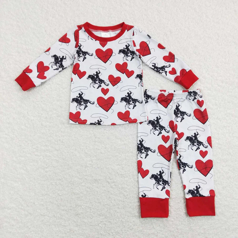 Sibling Baby Girls Valentine Heart Top Pants Outfit