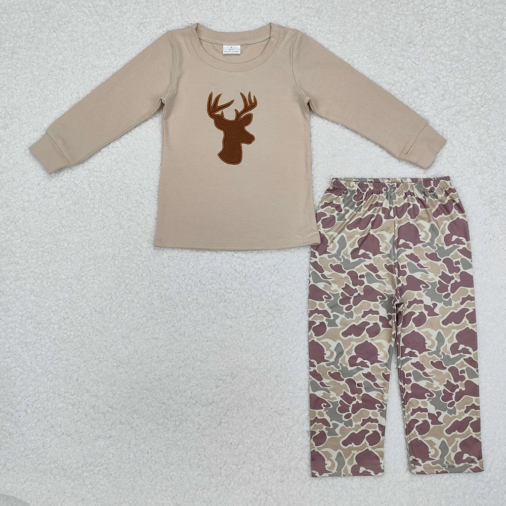 Sibling Girls Boys Deer Camo Hunting Rompers Clothes Sets