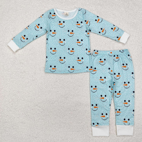 Baby Boys  Snowman Blye Winter Long Sleeve Pajama Set