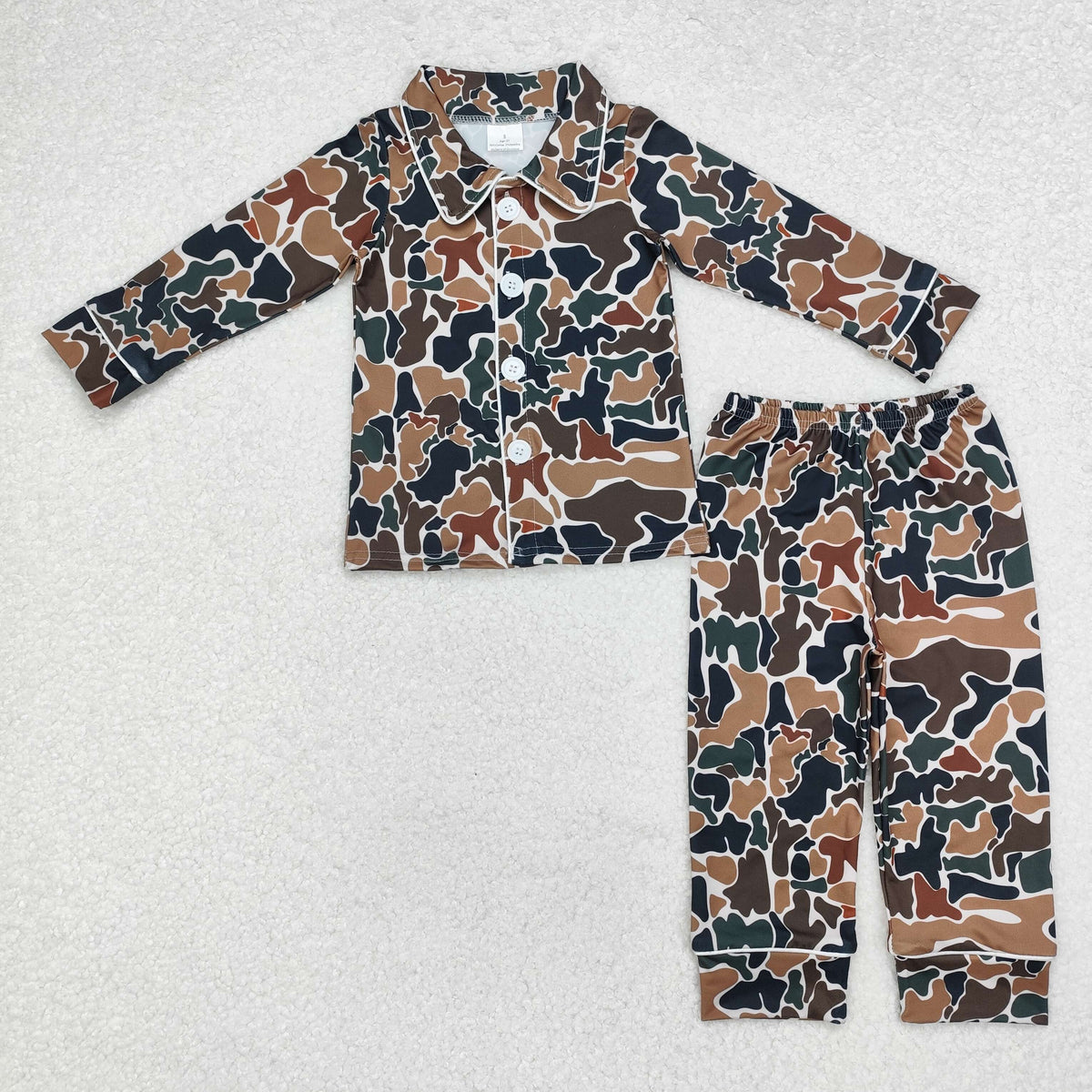 Brown Camo Print Family Buttons Pajamas Styles