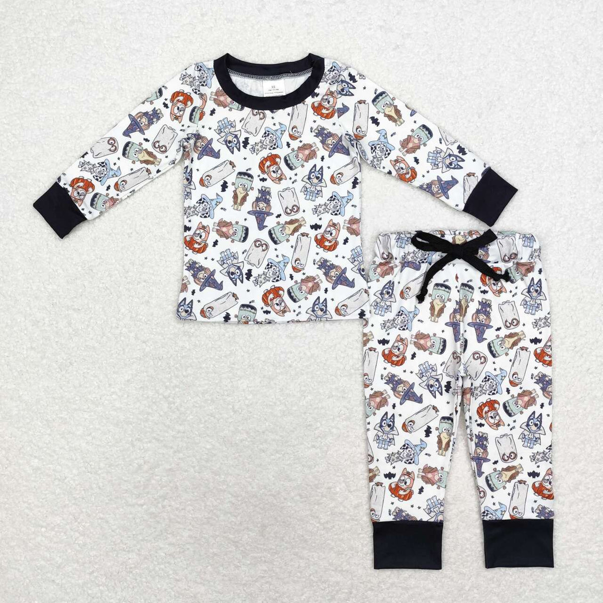 BLP0720 Cartoon Dog Bat Print Boys Halloween Pajamas Clothes Set