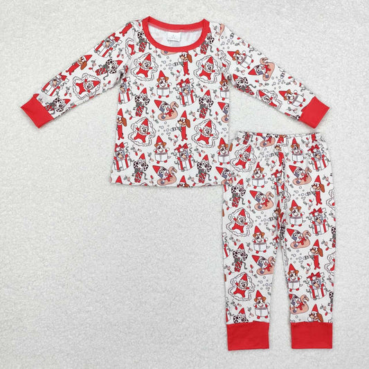 BLP0721 Cartoon Dog Shelf Print Boys Christmas Pajamas Clothes Set