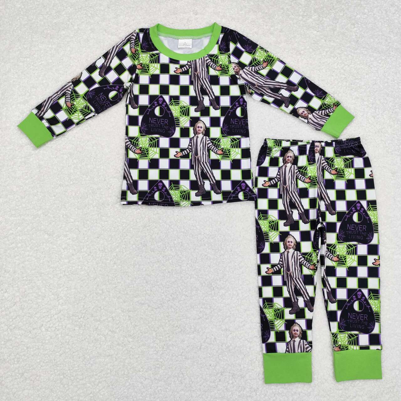 BLP0801 Film Characters Checkered Print Boys Halloween Pajamas Clothes Set