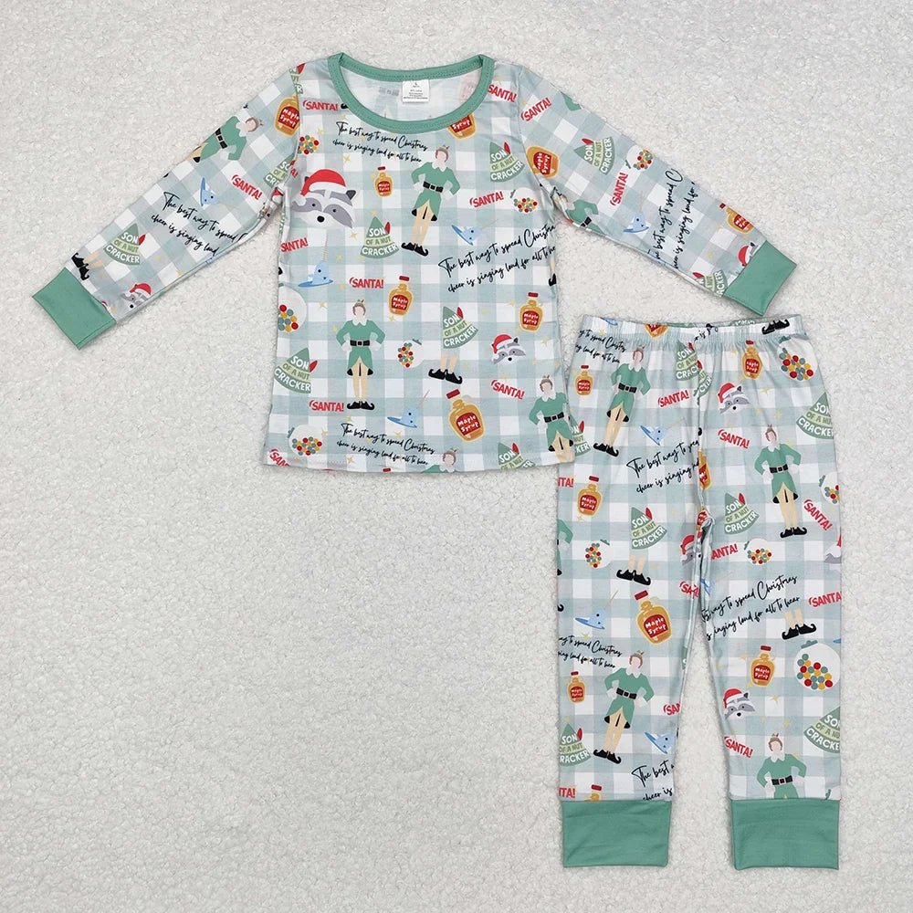 Sibling Baby Boys Christmas Checked Pajama Set and Zipper Romper