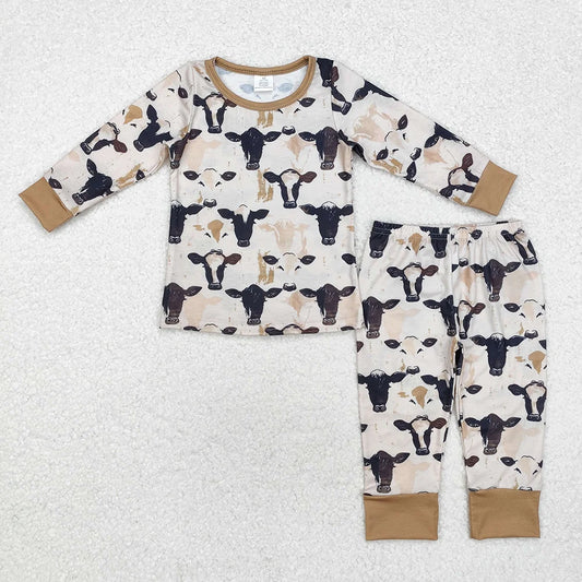 Sibling Baby Boys Western Rodeo Cows Horse Pajama Set