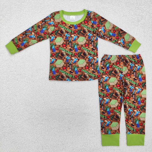 Baby Boys Game Green Long Sleeve Pajama Set