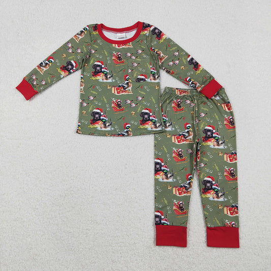 BLP1213 Duck Gift Print Boys Christmas Pajamas Clothes Set