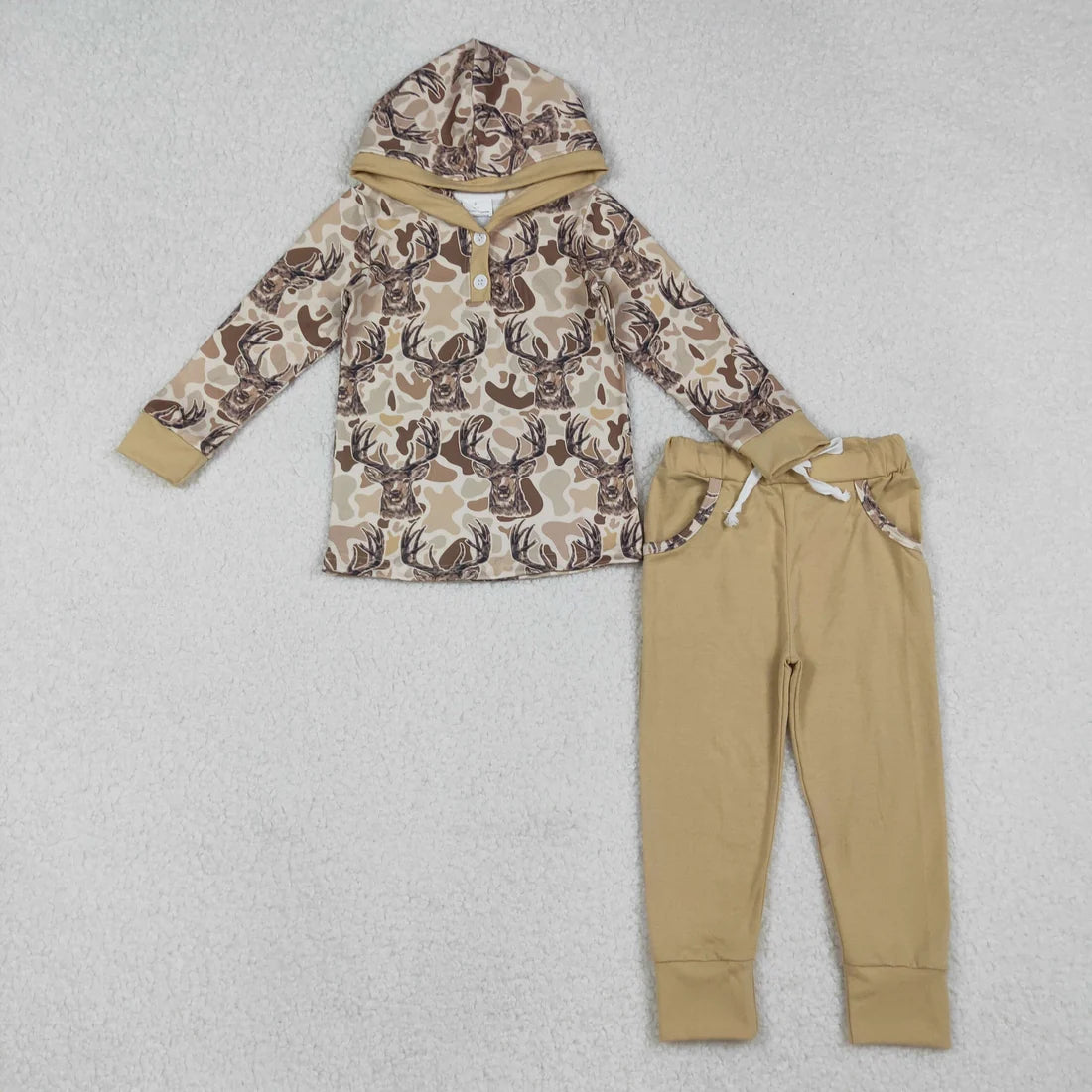 Sibling Baby Boys Hunting Hoodie Top Pocket Jogger Outfit