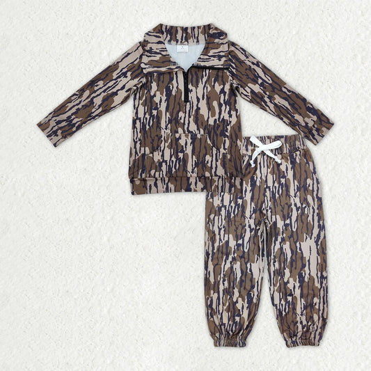 Sibling Baby Boys Camo Zipper Pullover Top Pockets Jogger Pants Southern Clothes Sets