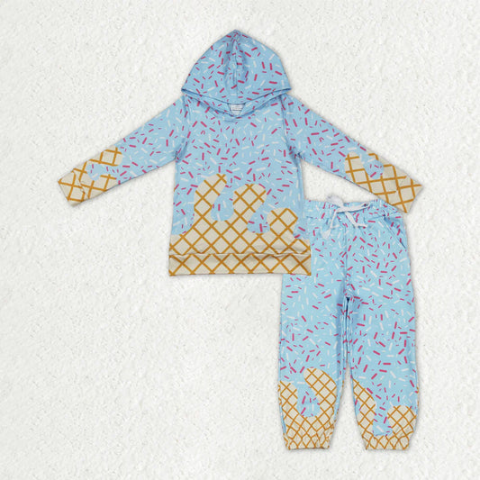 Sibling Baby Boys Blue Sprinkles Drip Hoodies Yoga Jogger Pants Team Clothes Sets