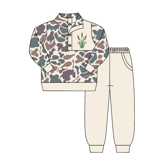 4.15 BLP1422 Preorder Cattail Camo Pullover Top Pockets Pants Boys Clothes Set