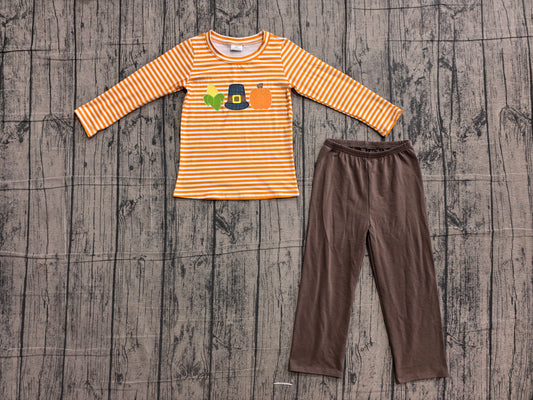 4.23 Toddler Boys Thanksgiving Corn Oilgrim Outfit With Brown Pants Preorder