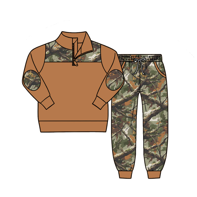 4.27 Boys Brown Realtree Camo Set - Hunting Print Quarter Zip & Jogger Pants Preorder